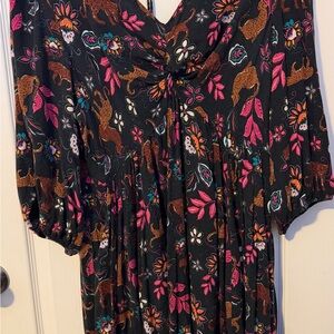 Torrid Black Floral Long Sleeve Dress